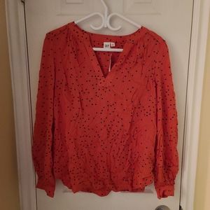 Gap Coral with blue dot blouse